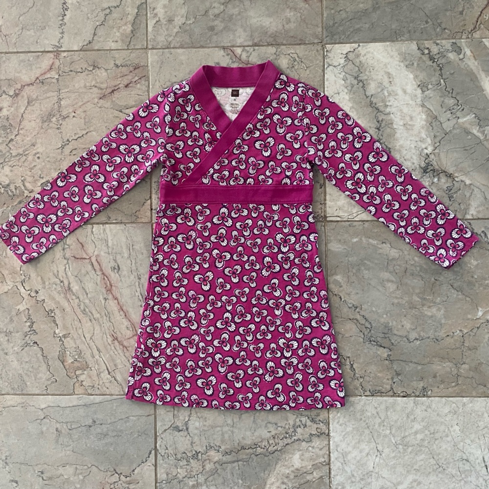 Tea Collection of Two Fuchsia Size 5 Floral Dresses Both in Excellent Condition - Picture 3 of 15
